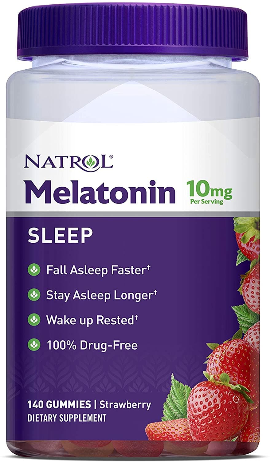 Natrol Melatonin 10mg Gummy, 140 Count ناترول ميلاتونين جامى 10 مجم للجرعة ، للسقوط فى النوم بسرعة ، وتظل نائما لفترة أطول ، 140 جامى
