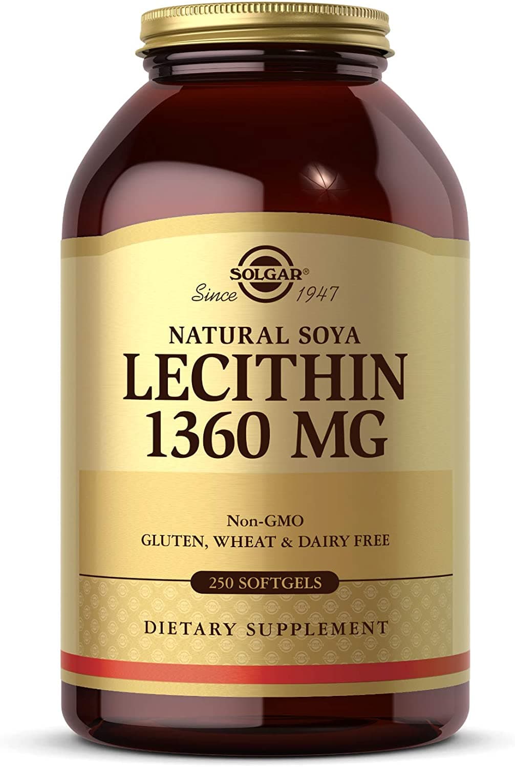 Solgar Lecithin 1360mg – Supports Overall Health – 250 Softgels