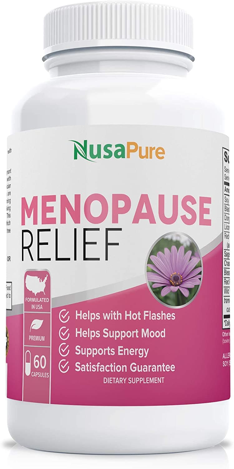 Nusapure Menopause Supplements, Reduce Hot Flashes and Night Sweats, 60 Capsules<br/> مكملات سن اليأس ، لتقليل الهبات الساخنة والتعرق الليلى، 60 كبسولة