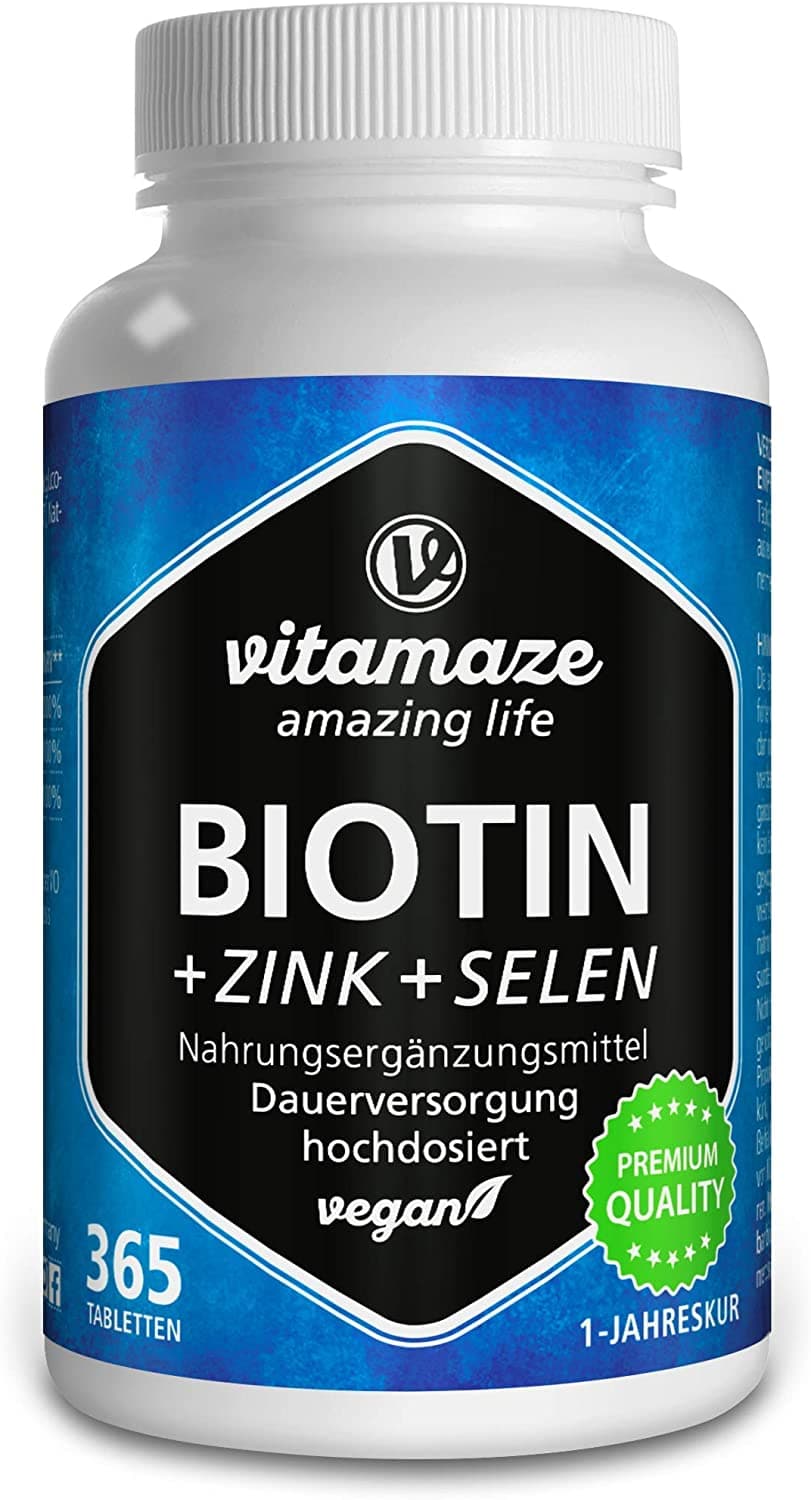 Vitamaze amazing life Biotin with Selenium and Zinc for Hair Growth, Skin and Nails, 365 Tablets<br/>البيوتين مع السيلينيوم والزنك لصحة نمو الشعر والأظافر، 365 قرص