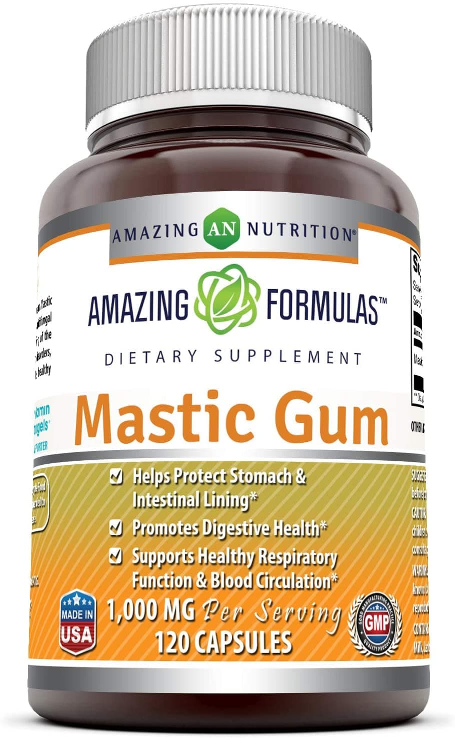 Amazing Formulas Mastic Gum 500 Mg 120 Capsules لبان المستكه 500 مجم ، لصحة الجهاز الهضمى ، ومضاد للأكسدة ومضاد للإلتهابات ولصحة القلب والأوعية الدموية ، 120 كبسولة