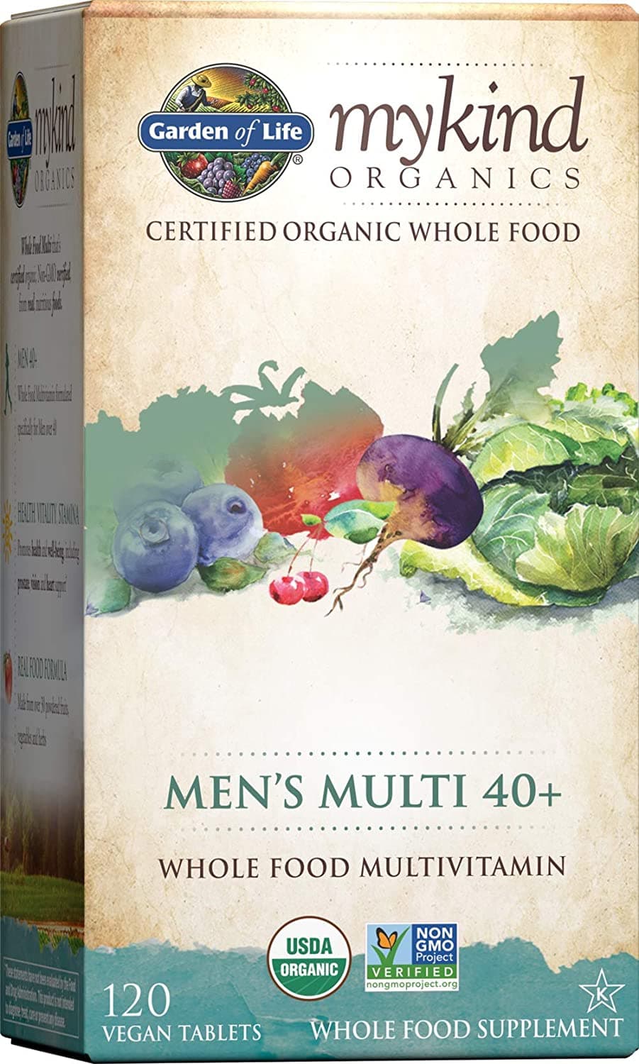 Garden of Life Organic Multivitamin for Men 40+ | 120 Tablets