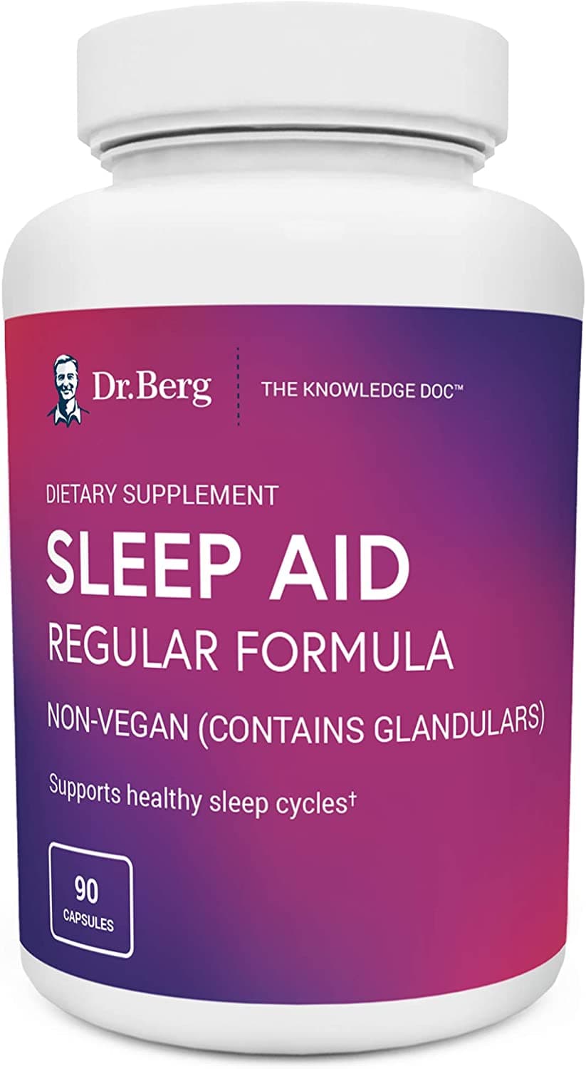 Dr. Berg's Sleep Aid, support regular sleep, 90 Capsules<BR/> دكتور بيرج ، مساعد النوم،مكونات طبيعية، 90 كبسولة