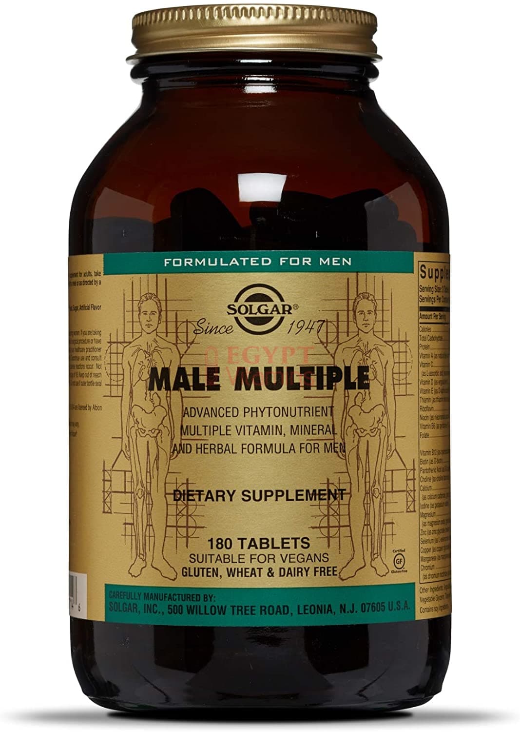 Solgar Male Multiple - Multivitamins and Multiminerals for Men, 180 Tabletsسولجر فيتامينات و معادن متعددة لتحسين الصحة العامة للرجال ، 180 حباية