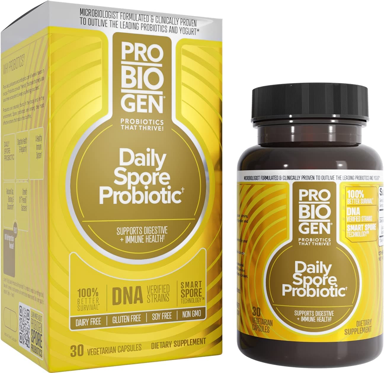Probiogen Daily Digestive Balance Probiotic, Digestive Supplement, 30 Count Capsules 8 billion