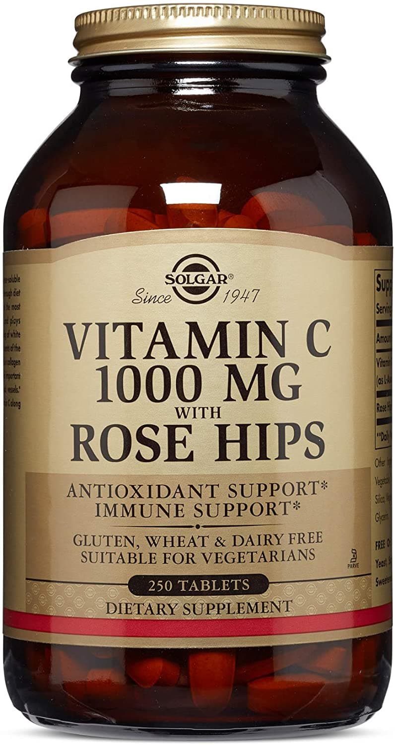 Solgar Vitamin C 1000 mg with Rose Hips, 250 Tablets