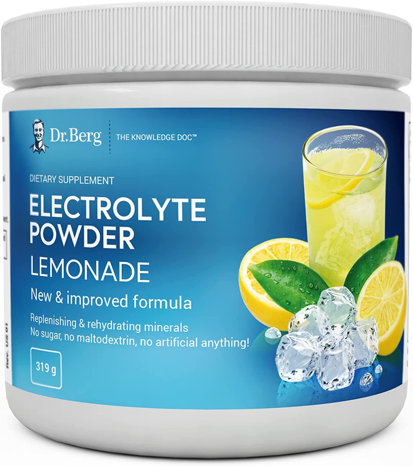 Dr berg's Electrolyte Powder Lemonade 50 servingsدكتور بيرج أليكتروليت بودرة بطعم الليمون 50جرعة