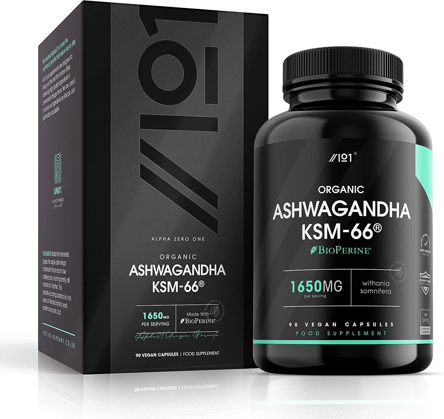 Ashwagandha KSM-66 with BioPerine1650mg - 90 Capsulesالأشواجندا العضوية ك اس ام _66 مع الفلفل الأسود العضوى لسهولة الإمتصاص ، 90 كبسولة