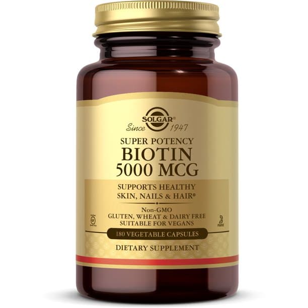Solgar Biotin 5000 mcg, Promote Healthy Skin, Nails &Hair - Supports Energy Production,180 Capsules <br/> سولجار بيوتين طبيعى تركيز 5000 مجم،لصحة الشعر والبشرة والأظافر،180 كبسولة