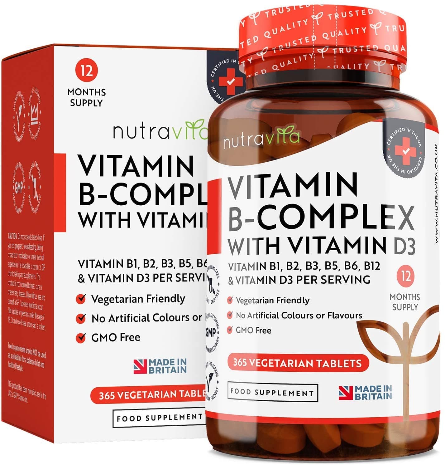 Nutravita Vitamin B Complex with Vitamin D, 365 Capsules   فيتامين ب مركب مع فيتامين د _ يكفى لمدة عام ، 365 كبسولة نباتية