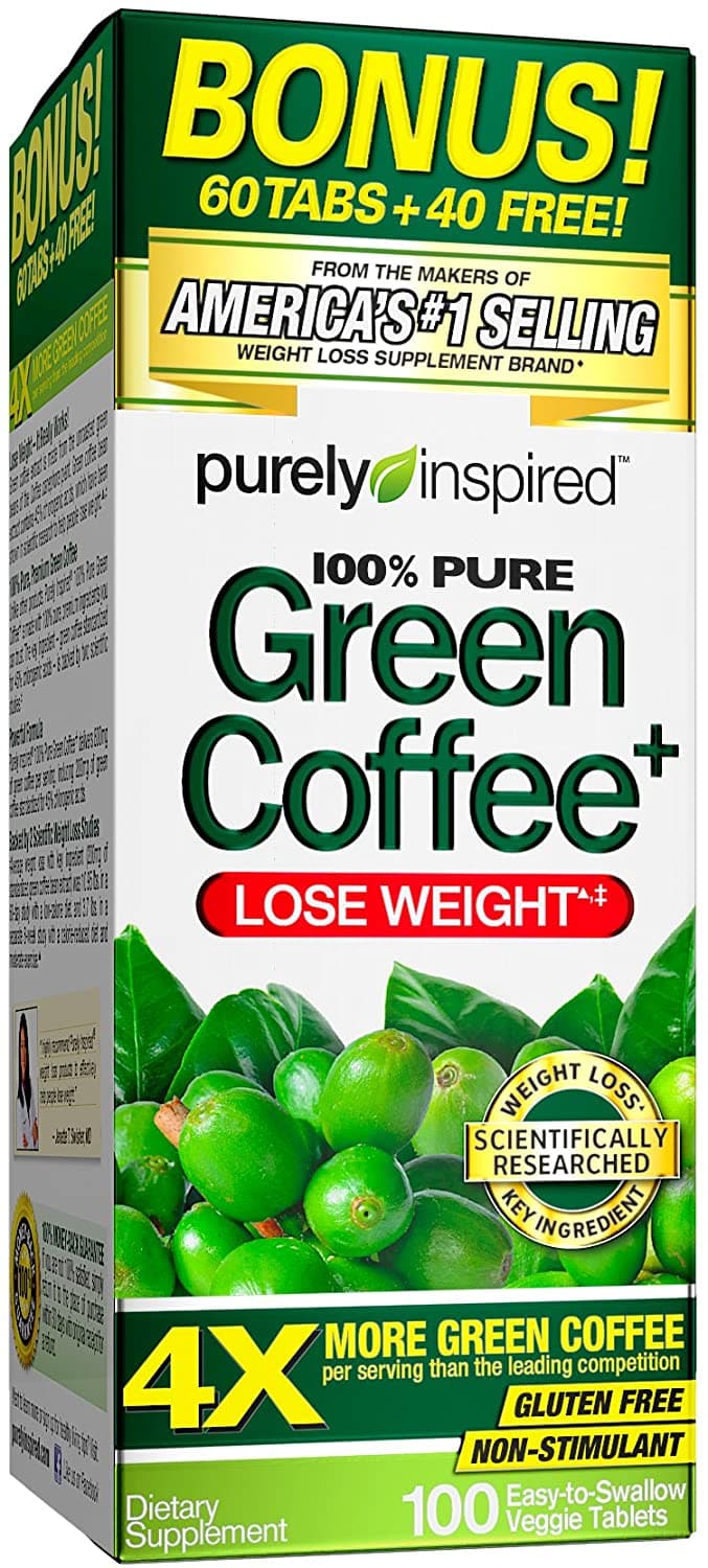 Purely Inspired Green Coffee Weight Loss Supplement, Dietary Supplements, 800 mg |100 Tablets