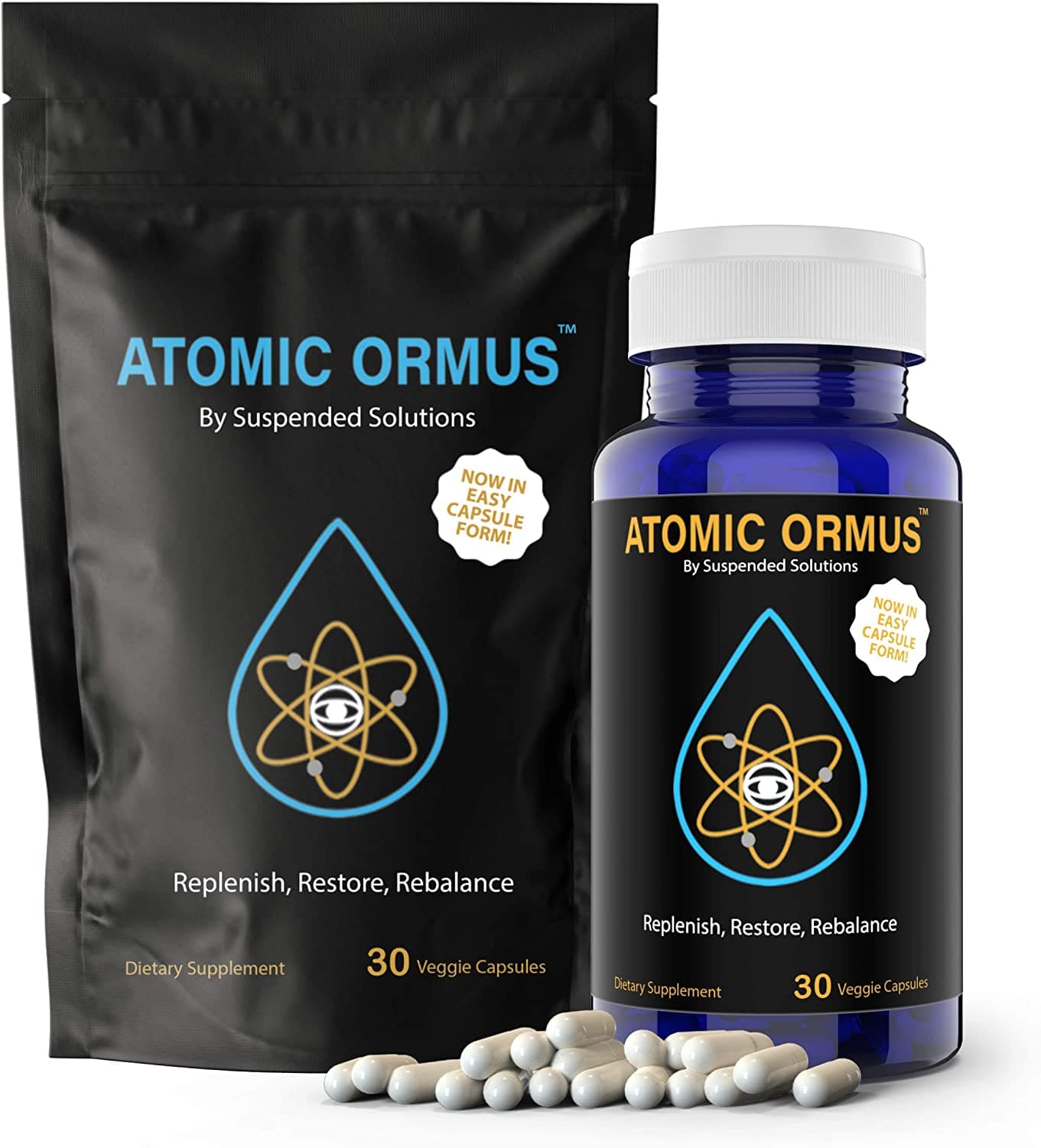 Suspended Solutions - Atomic ORMUS - Capsules - MONATOMIC Gold Capsules - 100% Pure ORMUS Powder - 100% Vegan - ormus Gold, monatomic Gold,(30 Capsules)