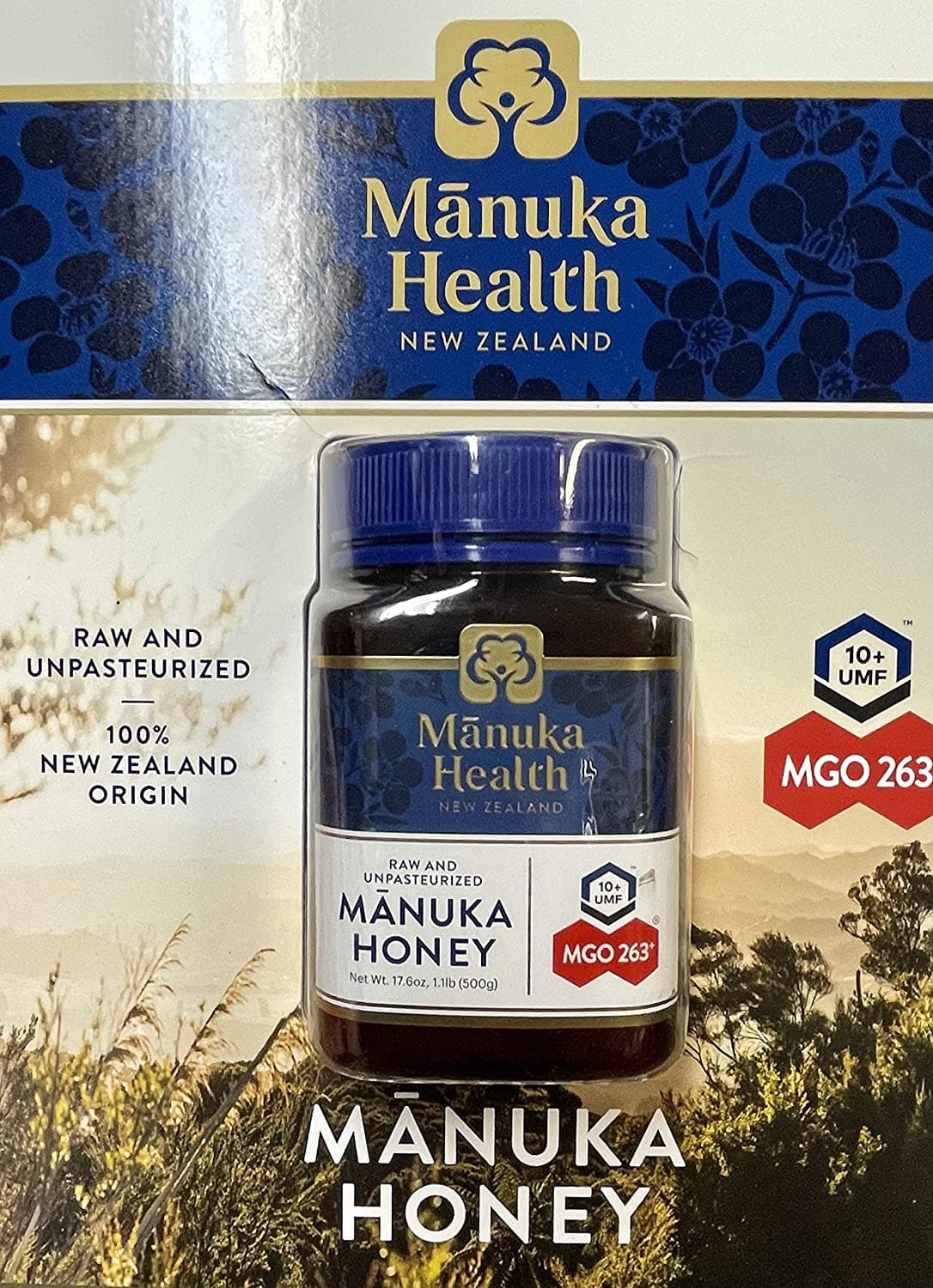 Manuka Health New Zealand Manuka Honey - MGO 263+ , 17.6 oz (500g عسل نحل مانوكا الخام من نيوزيلندا 500 جرام