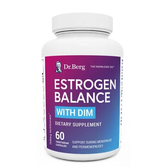 Dr. Berg’s Estrogen Balance with DIM (Diindolylmethane),Promotes Healthy Estrogen Metabolism,60Capsules  دكتور بيرج ، توازن الاستروجين مع داي اندوليل ميثان لدعم مستوى هرمون الاستروجين، ولدعم صحة المرأة فى سن اليأس ، 60 كبسولة