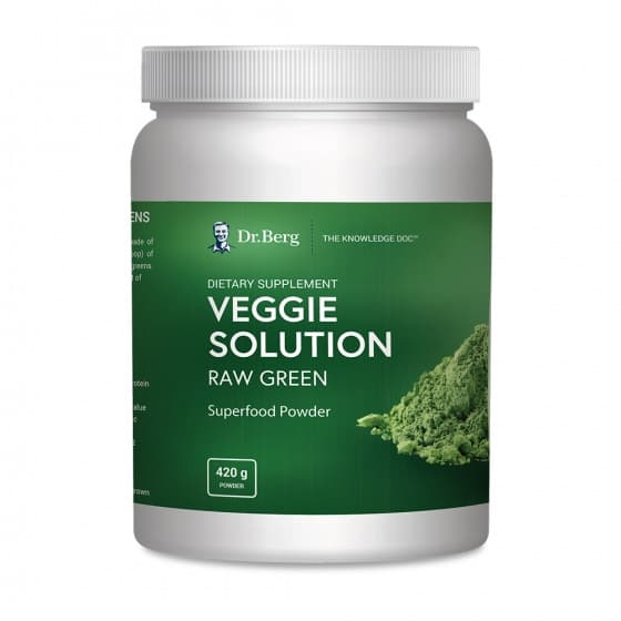 Dr Berg Veggie Solution Plain (Unflavored) محلول نباتى ، الخام الأخضر بدون طعم ، مسحوق الطعام الخارق ، 420 جرام
