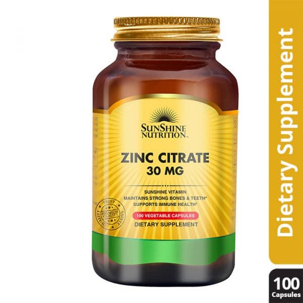 Sunshine Nutrition Zinc Citrate 30 Mg Capsule 100's سترات الزنك 30 مجم 100 كبسولة نباتية