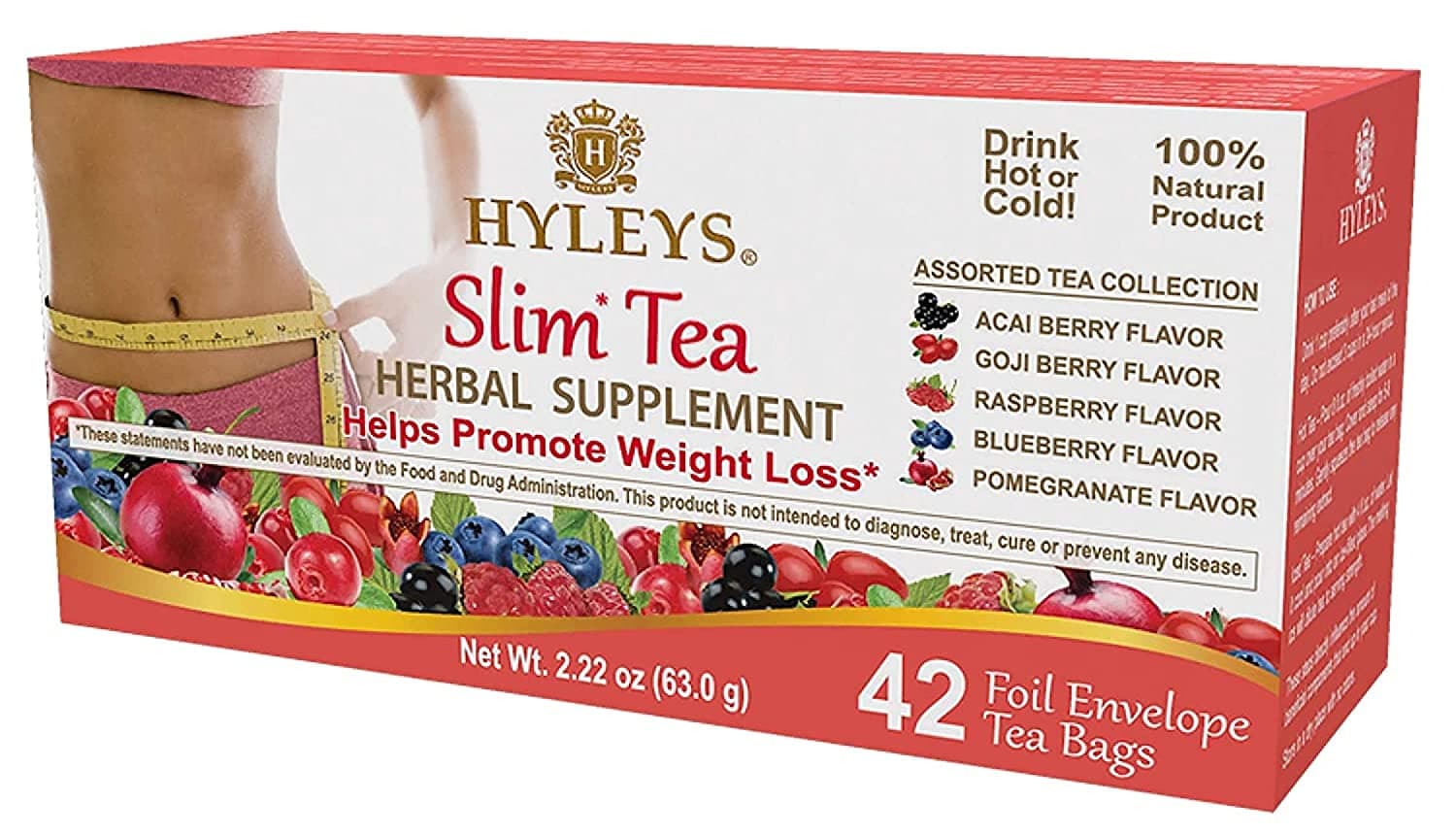 Hyleys Slim Tea 42 Ct Assorted - Weight Loss Herbal Supplement Cleanse and Detox - 42 Tea Bags<BR/>شاي للتخسيس - مكمل عشبي لإنقاص الوزن وتنظيف وإزالة السموم - 42 كيس شاي