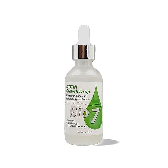 BIO7 BIOTIN GROWTH DROP INFUSED BIOMIMETIC SIGNAL PEPTIDE – 2 Fl Oz – Improve the Appearance of Hair Loss By Looking Visibly Longer, Thicker, Boost Follicle Growth – By Natures<BR/>البيوتين السائل 60 مل لعلاج تساقط الشعر وتقويته وتقوية بصيلاته وجعله اكثر سمكا