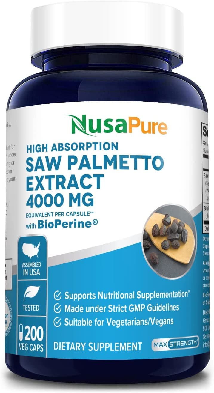 NusaPure Saw Palmetto Extract 4000mg 200 Capsules