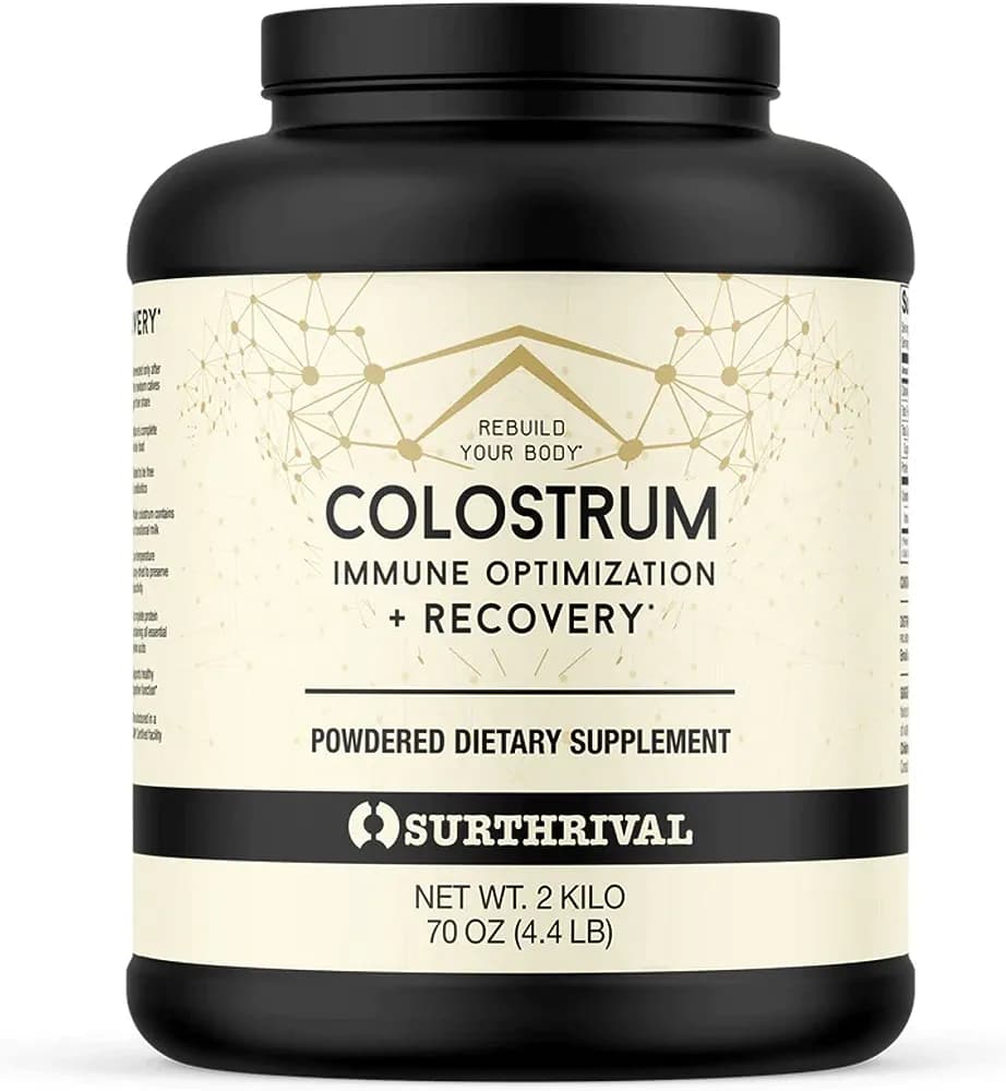 Surthrival: Colostrum Powder (2 Kilo, 4.4lbs), Immune Optimization & Recovery, Powdered Dietary Supplement, Gut Health, Immune Support, Keto Friendly