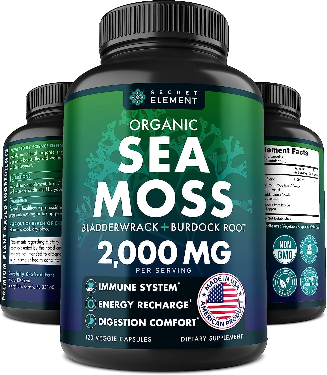 Secret Element Sea Moss Capsules 120 Pills