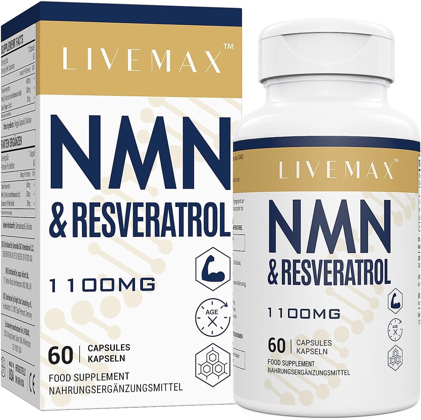 NMN & Trans Resveratrol 1100 mg 60 Capsules