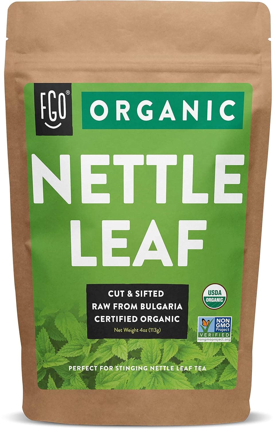 FGO Organic Nettle Leaf Loose Tea, Resealable Kraft Bag | 4oz