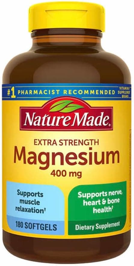Nature Made Magnesium 400 mg Oxide Extra Strength 180 softgelsكبسولات الماغنسيوم تركيز 400مجم عبوه 180 كبسوله