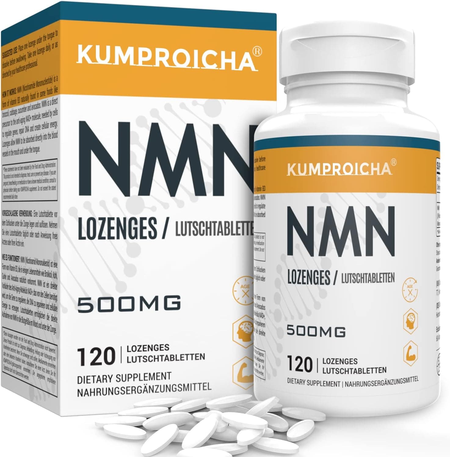 NMN Sublingual Lozenges 500mg – 120 Fast-Acting Tablets