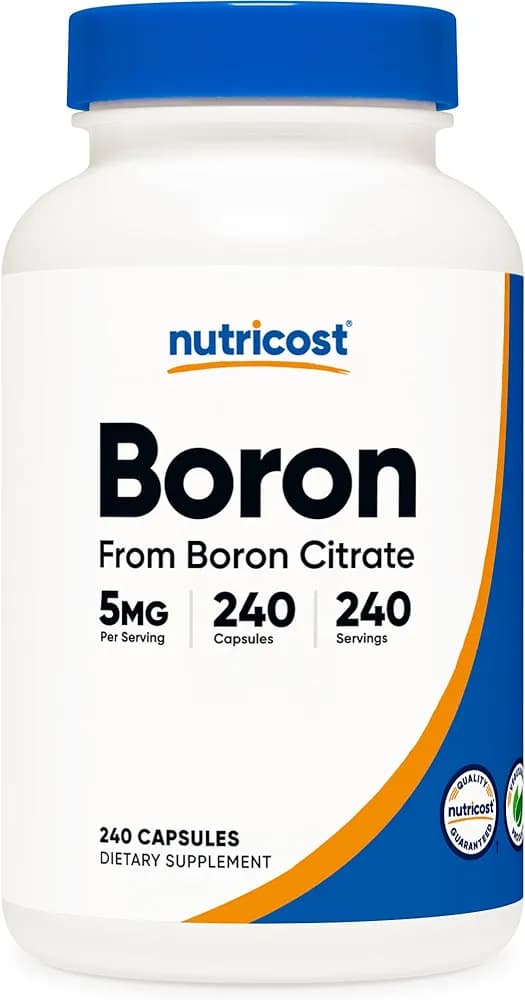 Nutricost Boron Capsules 5mg, 240 Vegetarian Capsules - Gluten Free and Non-GMOكبسولات البورون من نوتريكوست تركيز 5 مجم عبوه 240 كبسوله