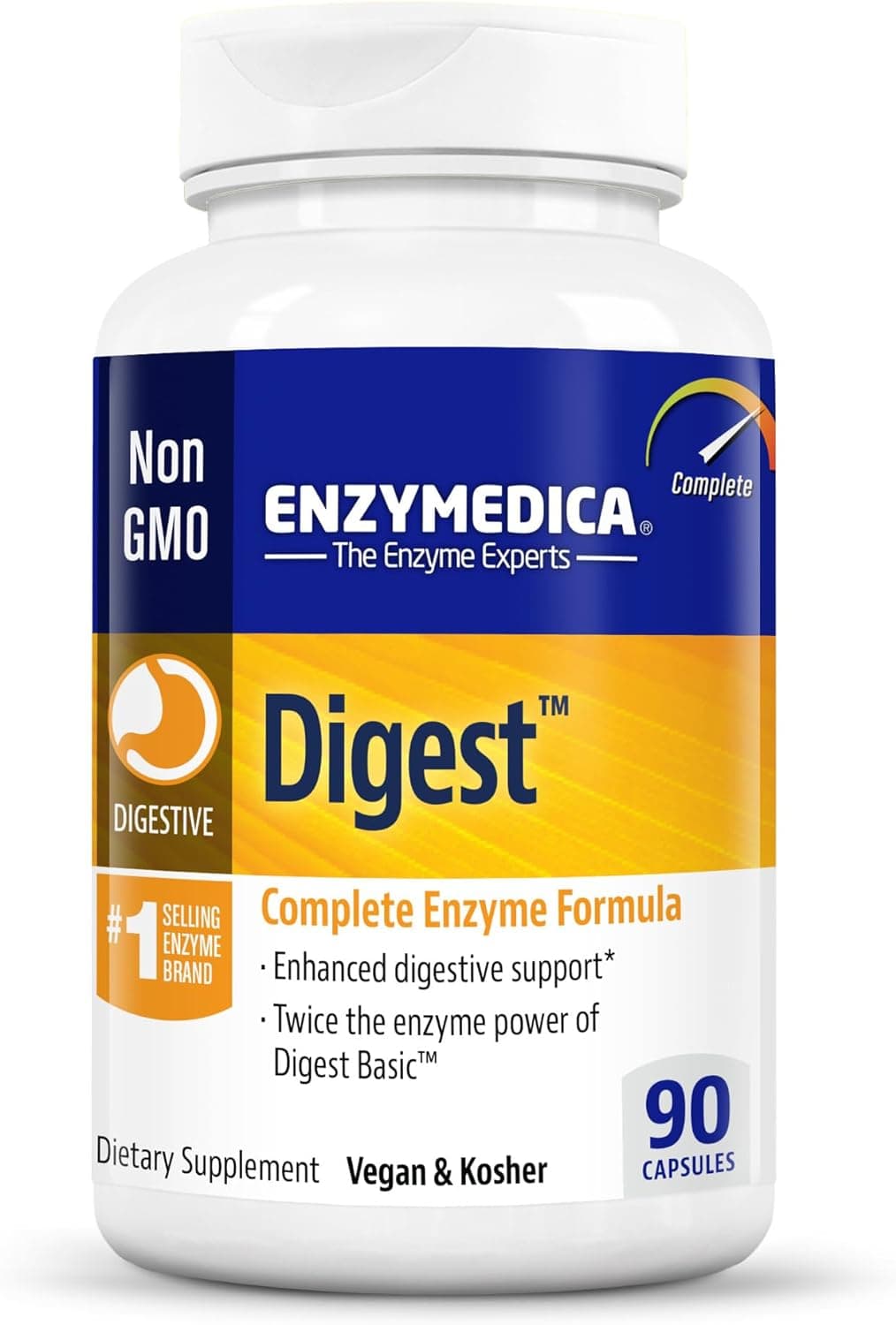 Enzymedica Digest, Complete Enzyme Formula for Everyone’s Digestive Health, with Full Range of Enzymes for Everyday Diets, 90 Capsulesتركيبة إنزيمية كاملة لصحة الجهاز الهضمي وحل مشاكله من تقلصات وانتفاخات وعسر الهضم عبوة 90 كبسولة
