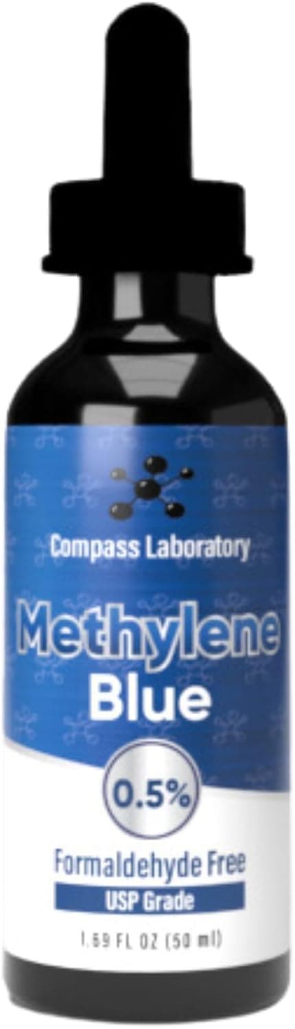 Compass Laboratory Methylene Blue 0.5% | 50ml Glass Dropper Bottle | No Formaldehyde