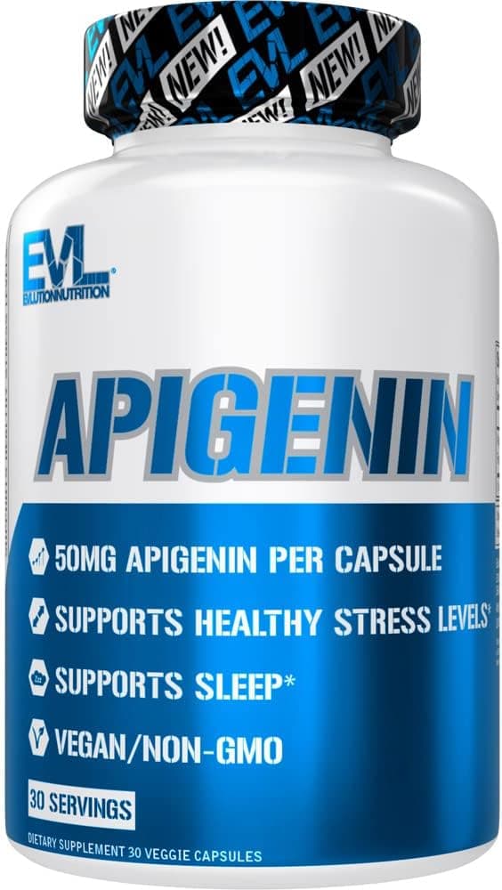 Evlution Pure Apigenin Supplement from Chamomile Extract | Relaxing Apigenin 50mg Bioflavonoid Stress and Mood Support Supplement Nutrition Herbal Sleep Supplement
