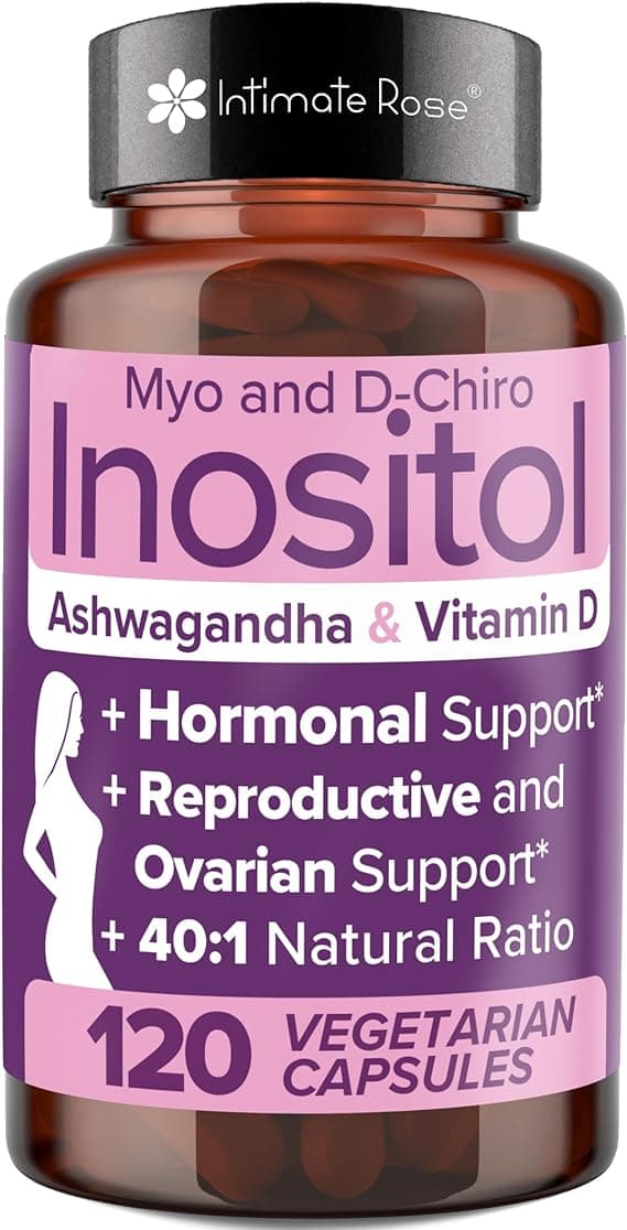 Intimate Rose Myo-Inositol & D-Chiro Inositol 40:1 Blend + Vitamin D3 + Ashwagandha | 120 Vegan Capsule | Hormone Balance & Healthy Ovarian Support for Women