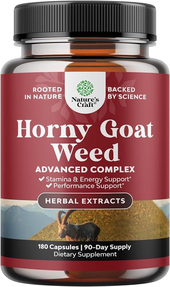 Horny Goat Weed for Male Enhancement - Extra Strength Horny Goat Weed for Men 1590mg Complex with Tongkat Ali Saw Palmetto Extract Panax Ginseng and Black Maca Root for Stamina & Energy - 90 Servings <BR/> عشبة هورنى جوت مع جذور الماكا والجنسنج والأرجنين1590مجم لتحسين الصحه الجنسيه للرجال و زيادة الطاقه وتعزيز هرمون التستوستيرون