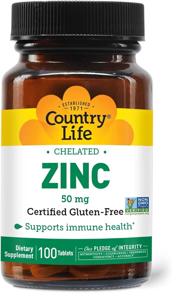 Country Life - Chelated Zinc, 50 mg - 100 Tablets