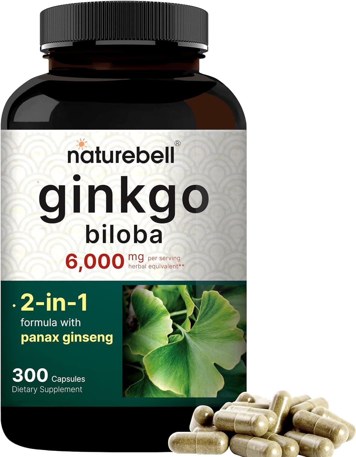 NatureBell Ginkgo Biloba 6,000mg, 300 Capsules