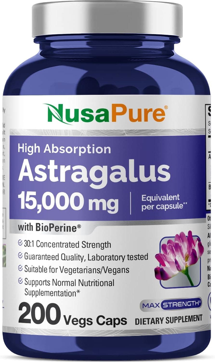 NusaPure Astragalus 15000 mg, 200 Capsules