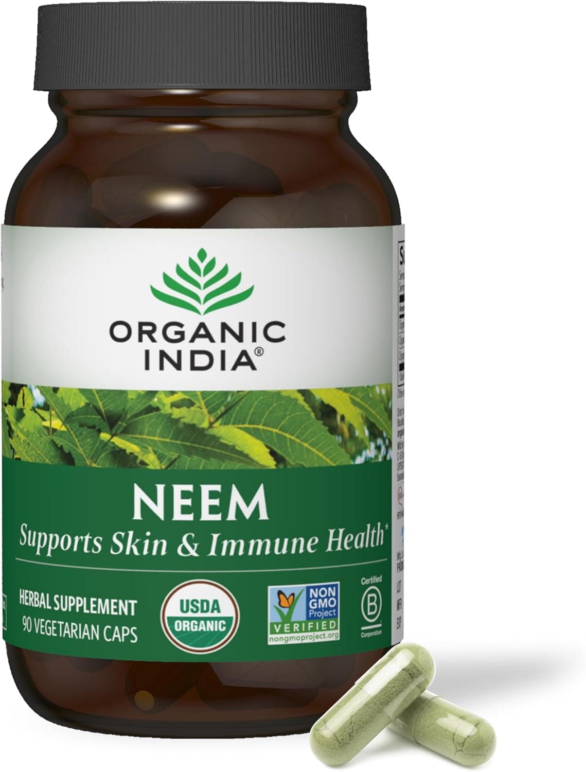 ORGANIC INDIA Neem Leaf Capsules, Natural Health Support - 90 Capsules
