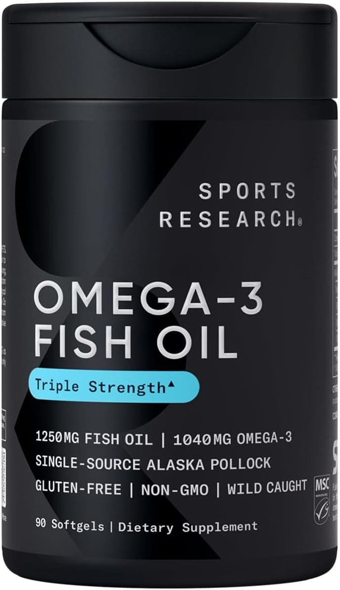 Sports Research Triple Strength Omega 3 Fish Oil 1250 mg, 90 Softgels