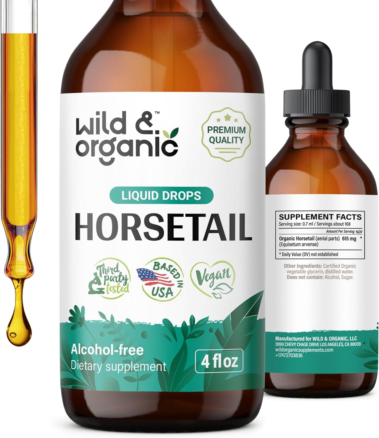 Wild & Organic Horsetail Tincture | Natural Hair, Skin & Nail Support | 118 ml