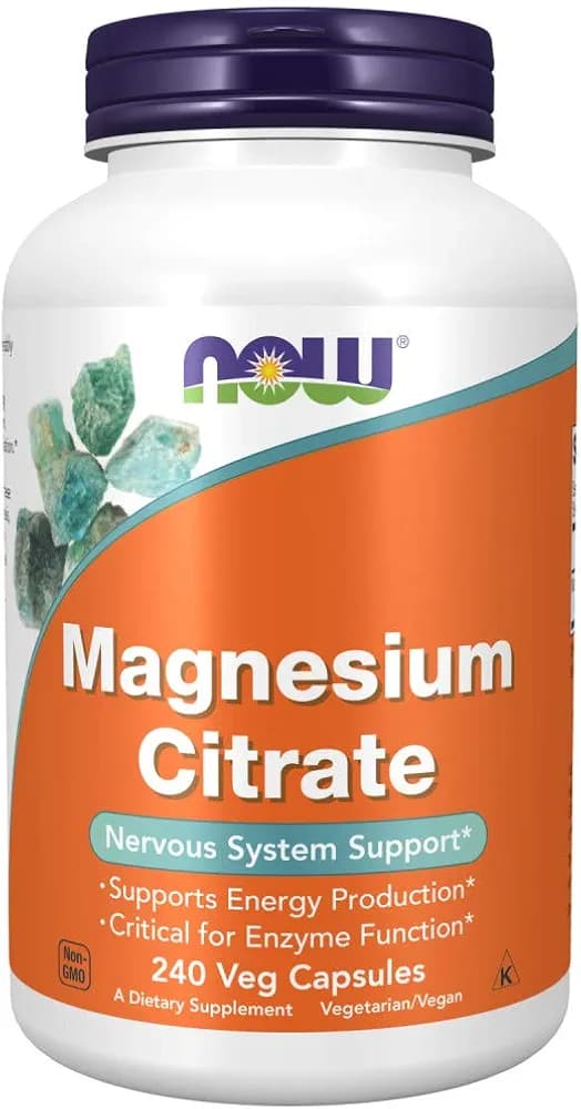NOW Supplements Magnesium Citrate | Energy, Enzyme & Nerve Support | 240 Capsules