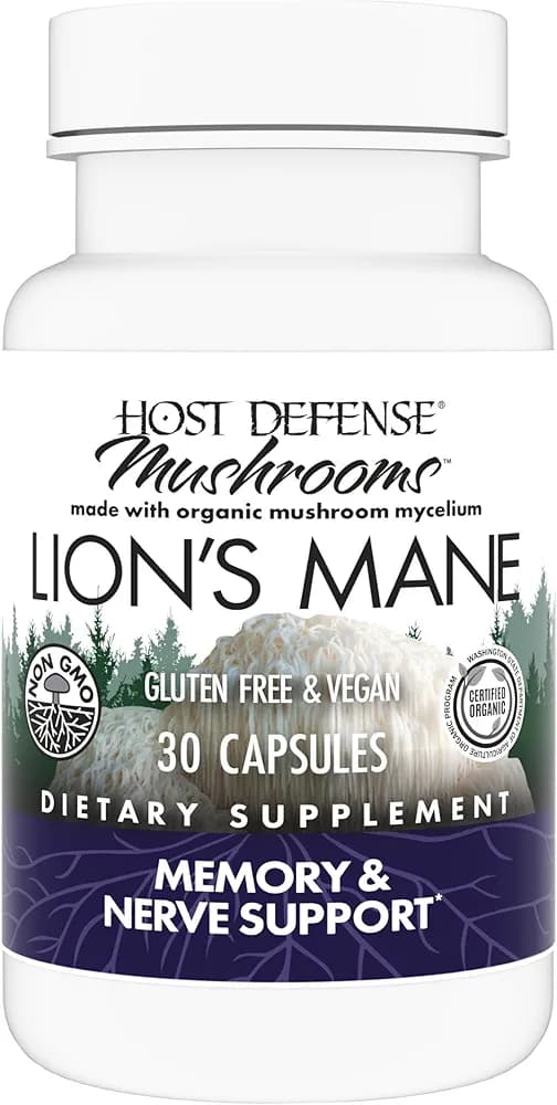 Host Defense Lion's Mane | Brain Health, Focus & Memory Support | 30 Capsules