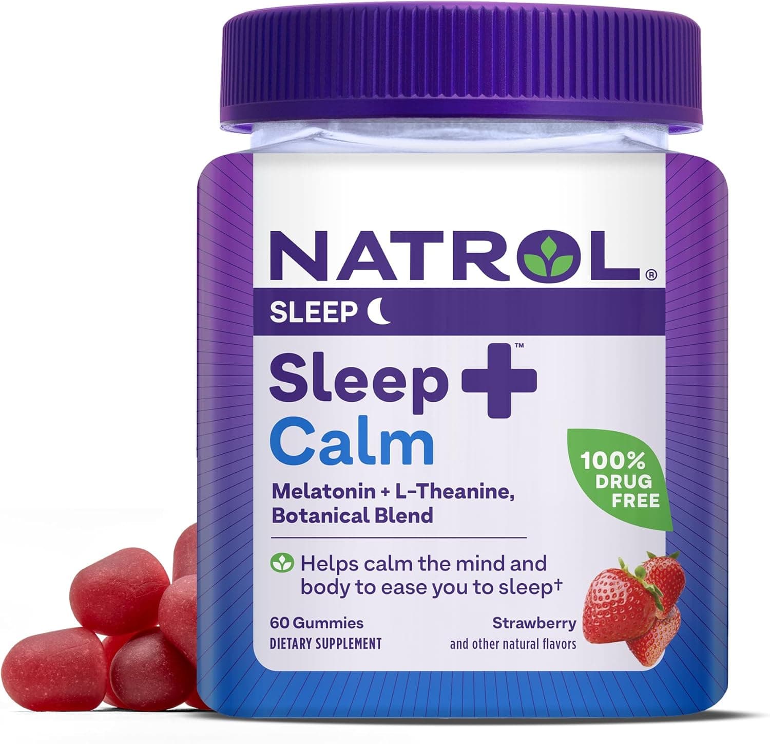 Natrol Sleep+ Calm Melatonin Gummies | Sleep Support & Relaxation | 60 Gummies