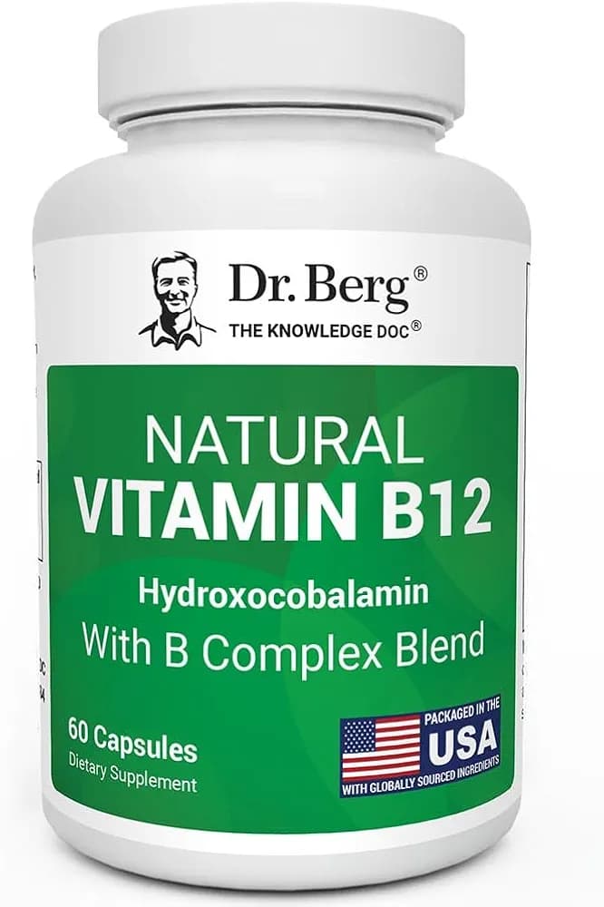 Dr. Berg Natural Vitamin B12 1000 mcg with B Complex Blend - hydroxocobalamin B12 - 60 Capsules