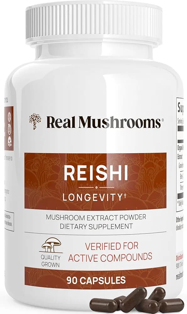 Real Mushrooms Reishi Capsules | Organic Extract, Immune & Sleep Support | 90 Capsules