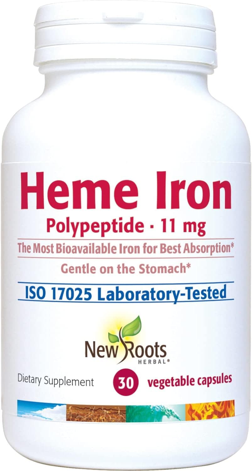 New Roots Heme Iron Supplement | Non-Constipating Formula | 30 Capsules