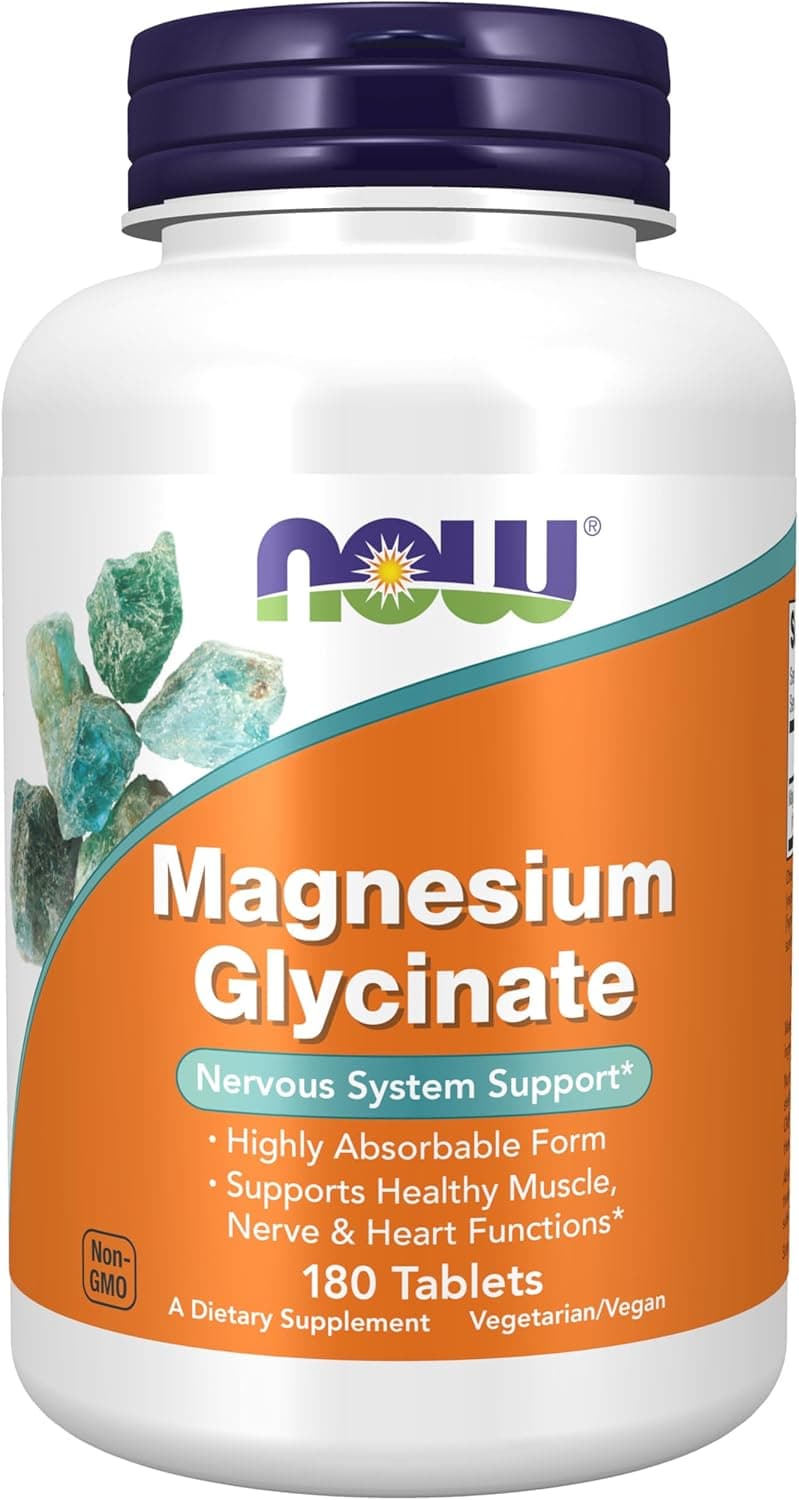 NOW Magnesium Glycinate Supplement | High Absorption | 180 Tablets