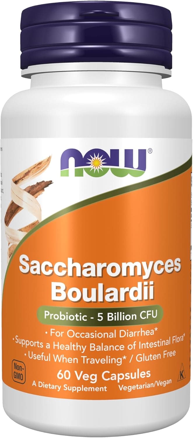 NOW Saccharomyces Boulardii Probiotic | 5 Billion CFU | 60 Veg Capsules