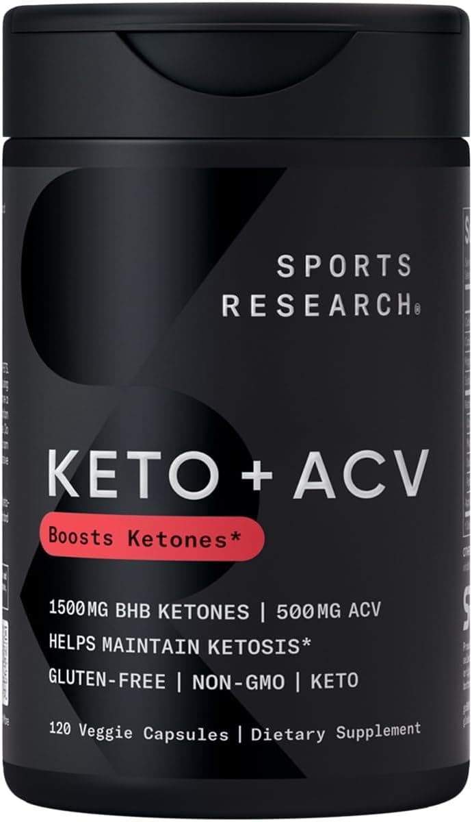 Sports Research Keto Plus ACV | Keto Support Supplement | 120 capsules
